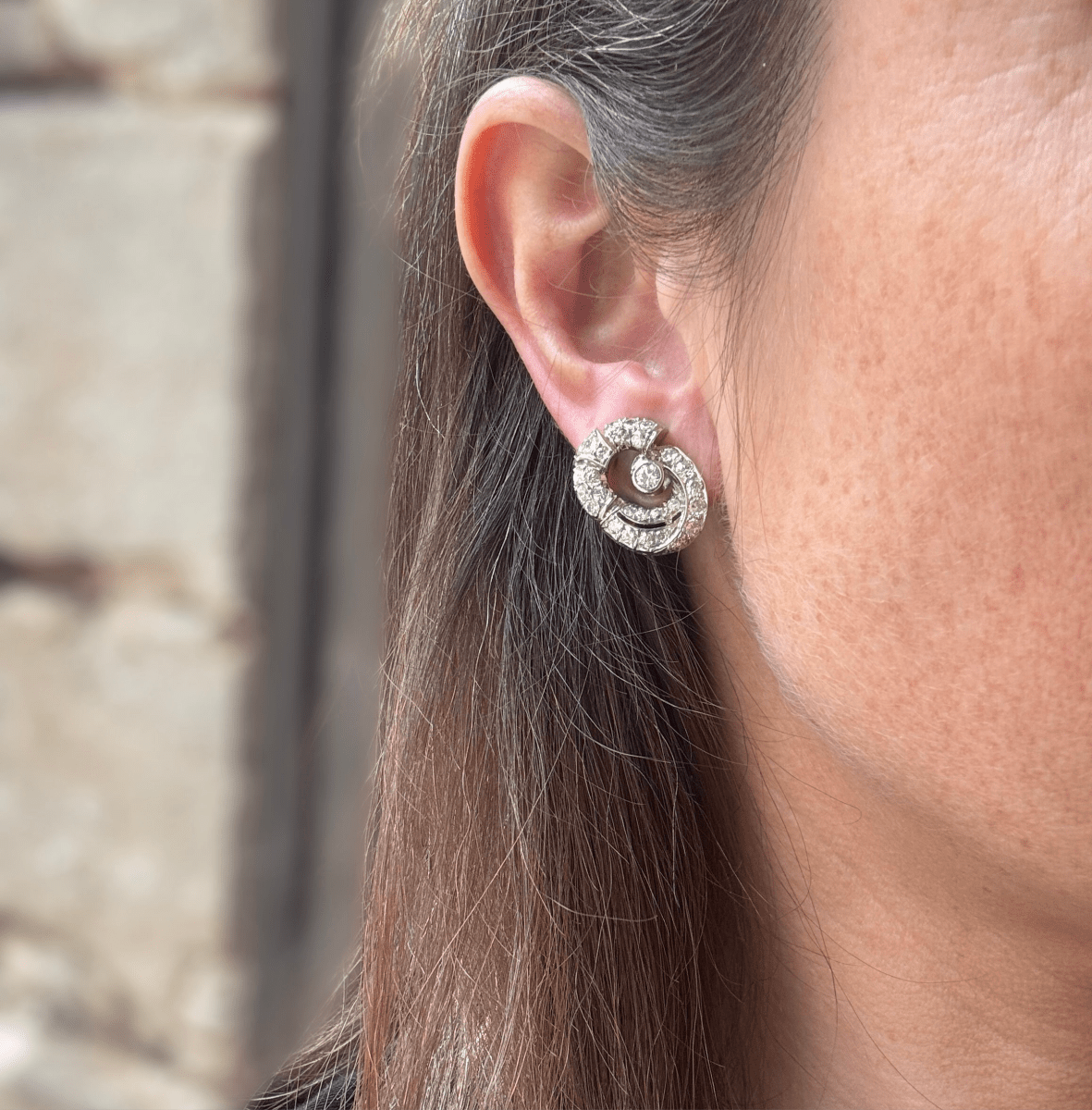 Clips d'oreilles platine et diamants - Castafiore