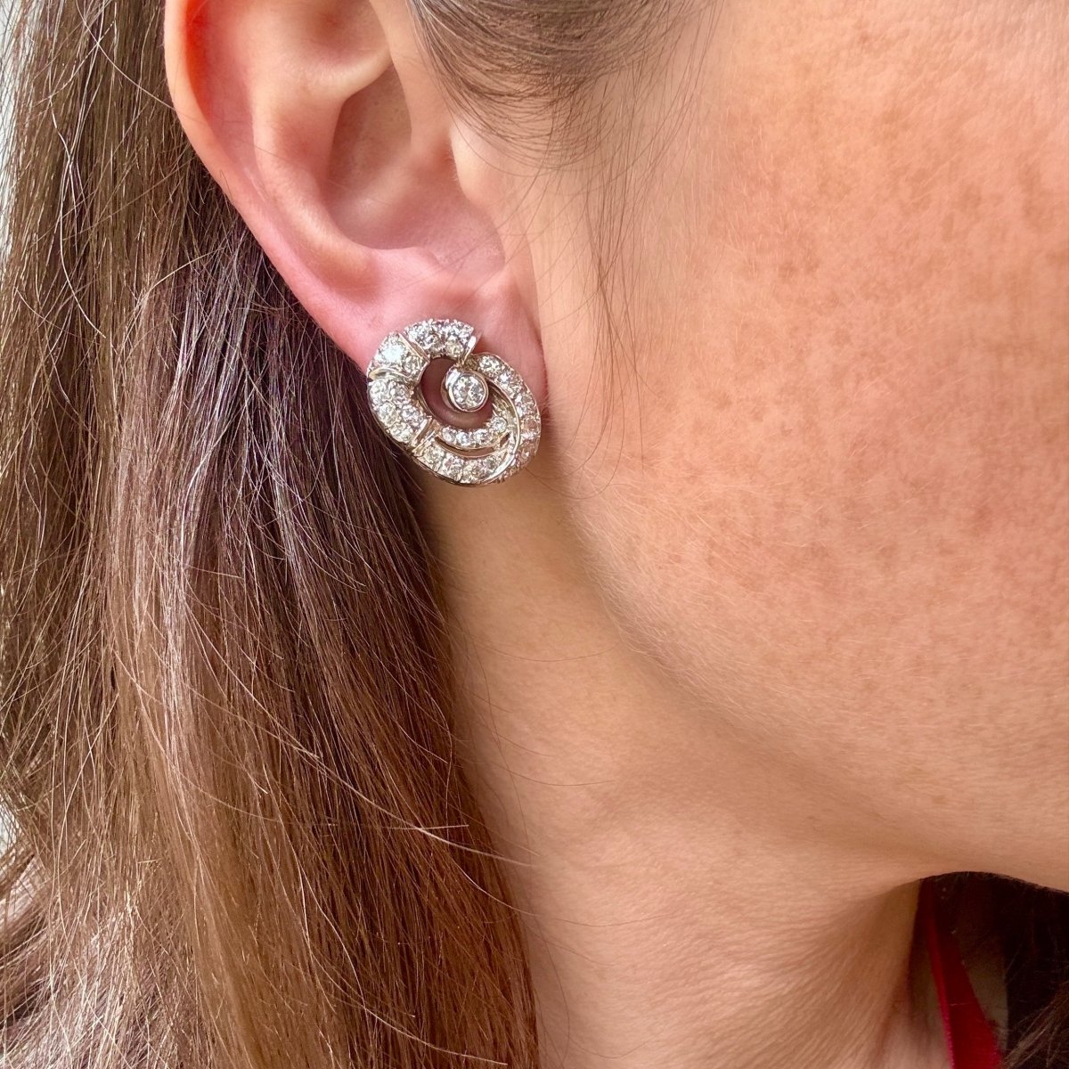 Clips d'oreilles platine et diamants - Castafiore