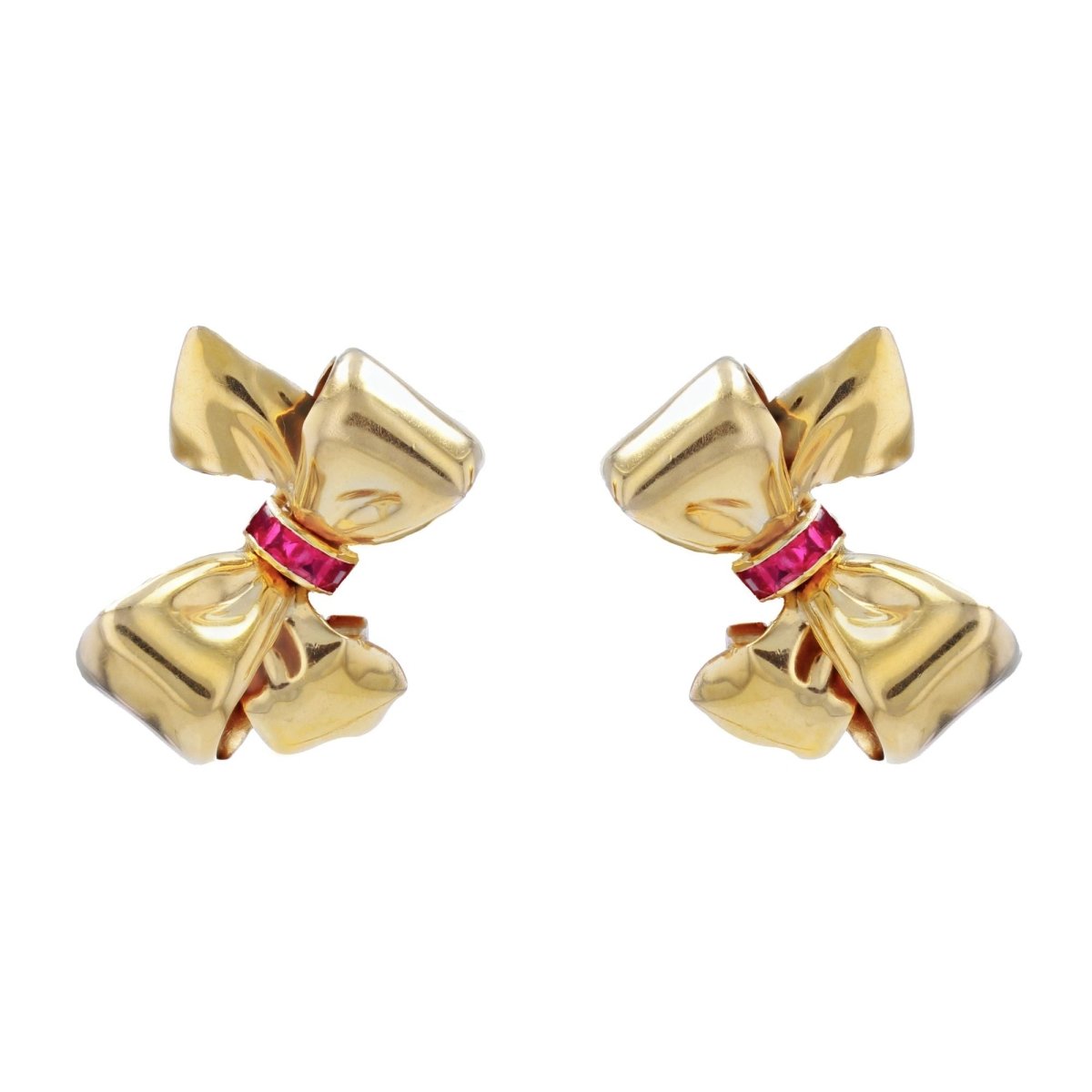 Clips d'oreilles rétro or rubis - Castafiore