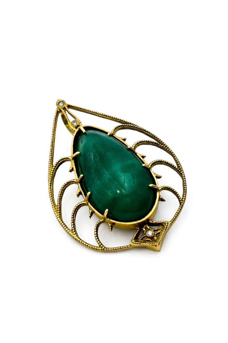 Colgante de Oro amarillo con Esmeralda y Diamante - Castafiore