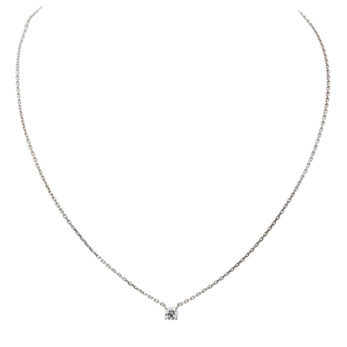 Collier 1895 Cartier Solitaire en or blanc Diamant - Castafiore