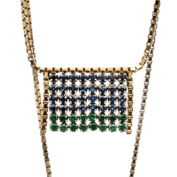 Collier à franges en or jaune et or gris avec émeraudes et saphirs - Castafiore