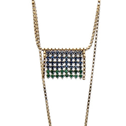 Collier à franges en or jaune et or gris avec émeraudes et saphirs - Castafiore