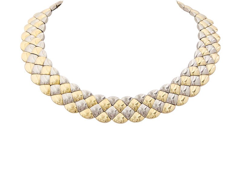 Collier Aldebert or jaune et blanc. - Castafiore