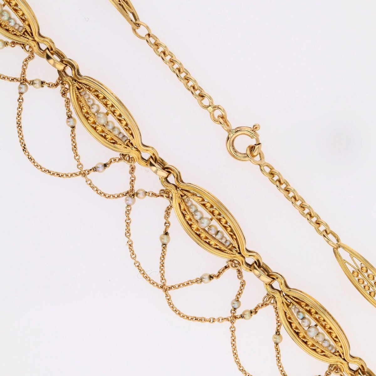 Collier ancien en or jaune et perles fines - Castafiore