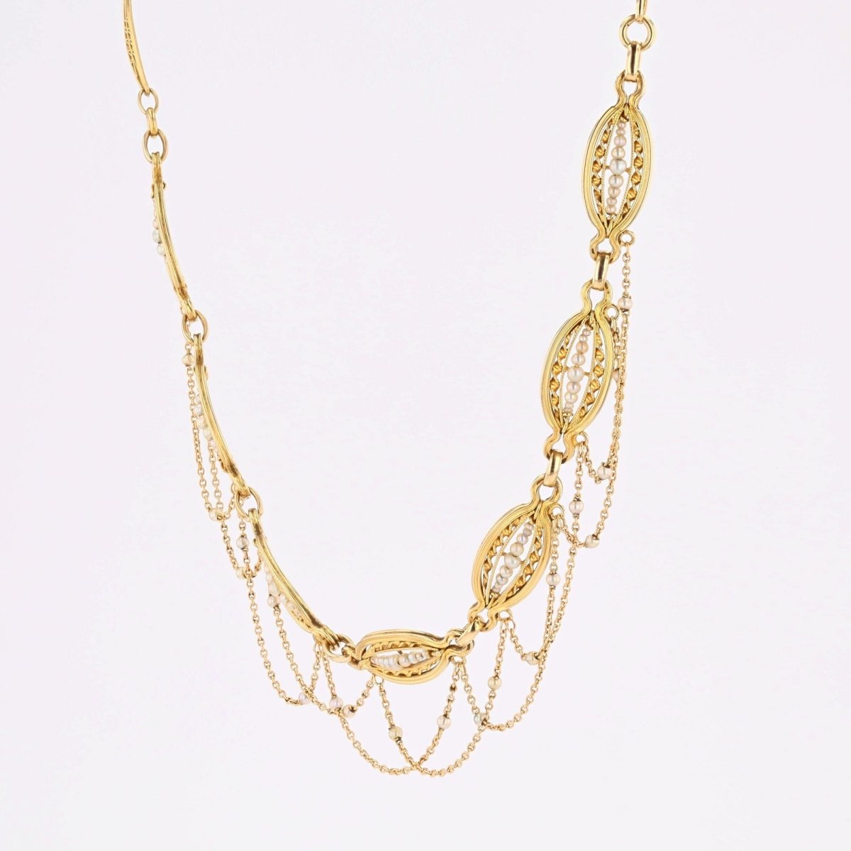 Collier ancien en or jaune et perles fines - Castafiore