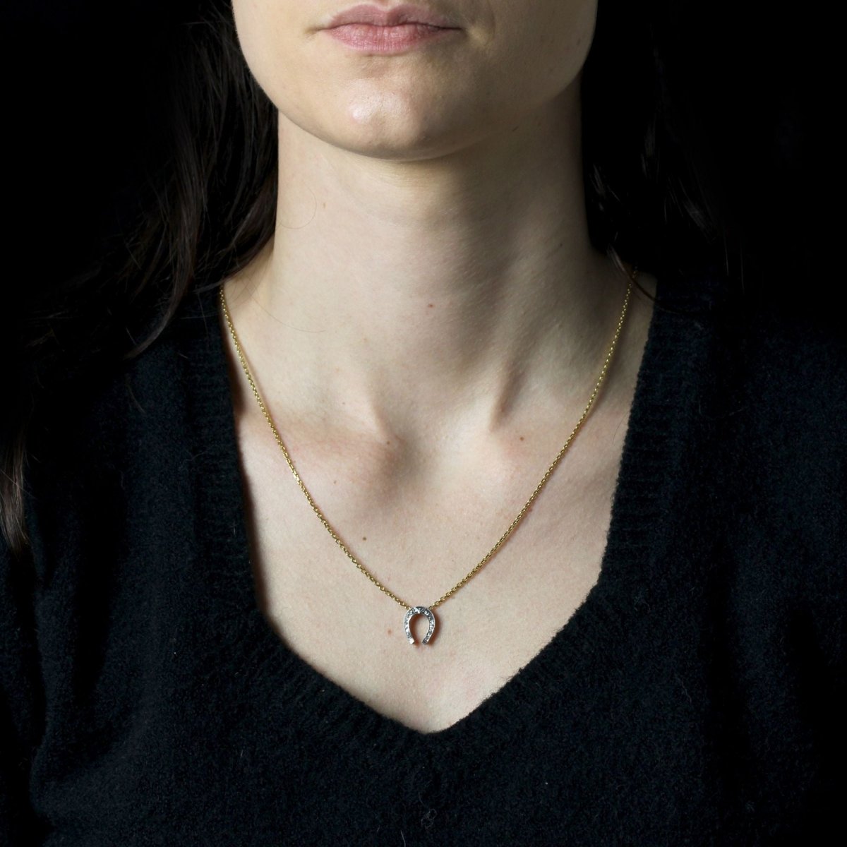 Collier ancien fer à cheval diamants - Castafiore