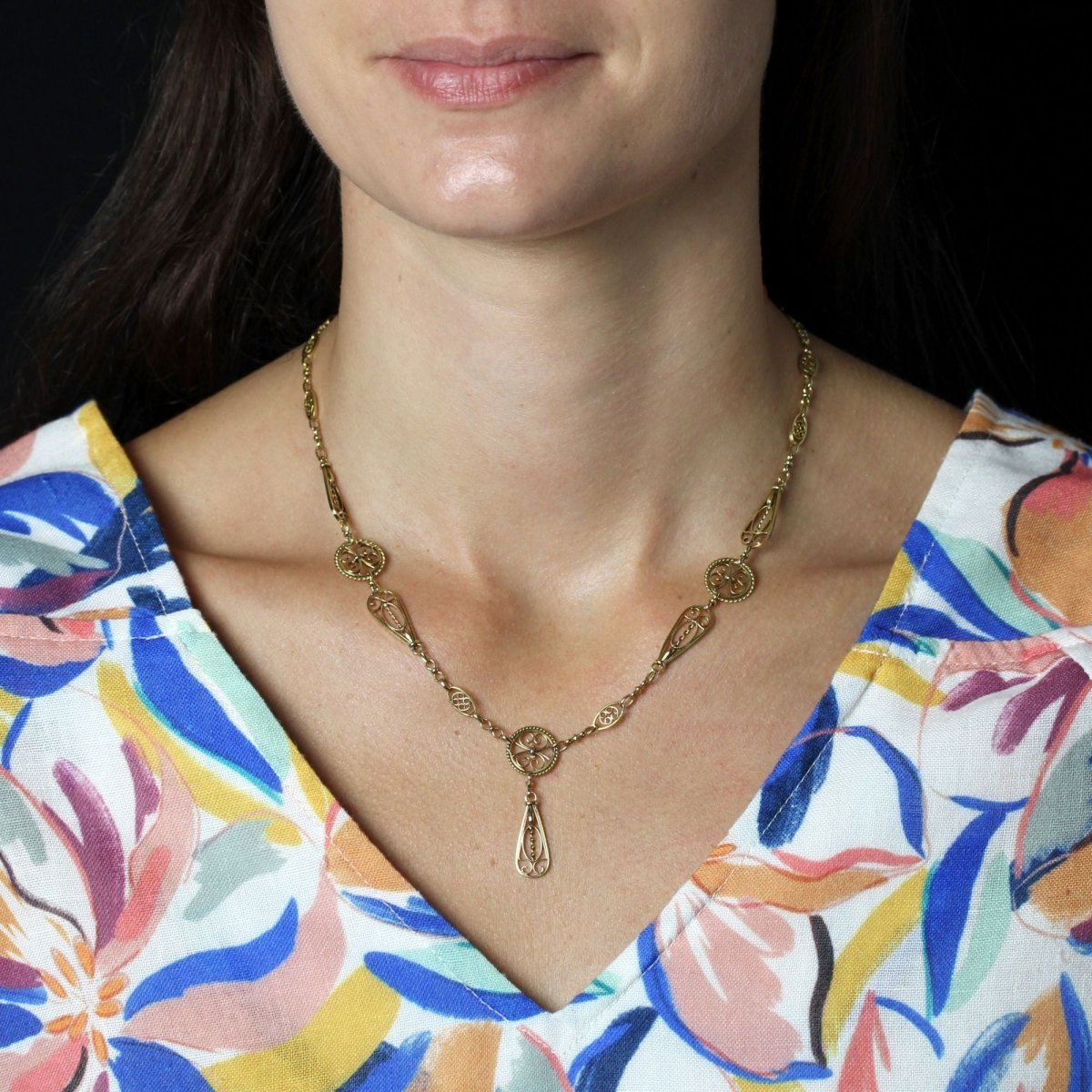 Collier ANCIEN Filigrané en or jaune - Castafiore