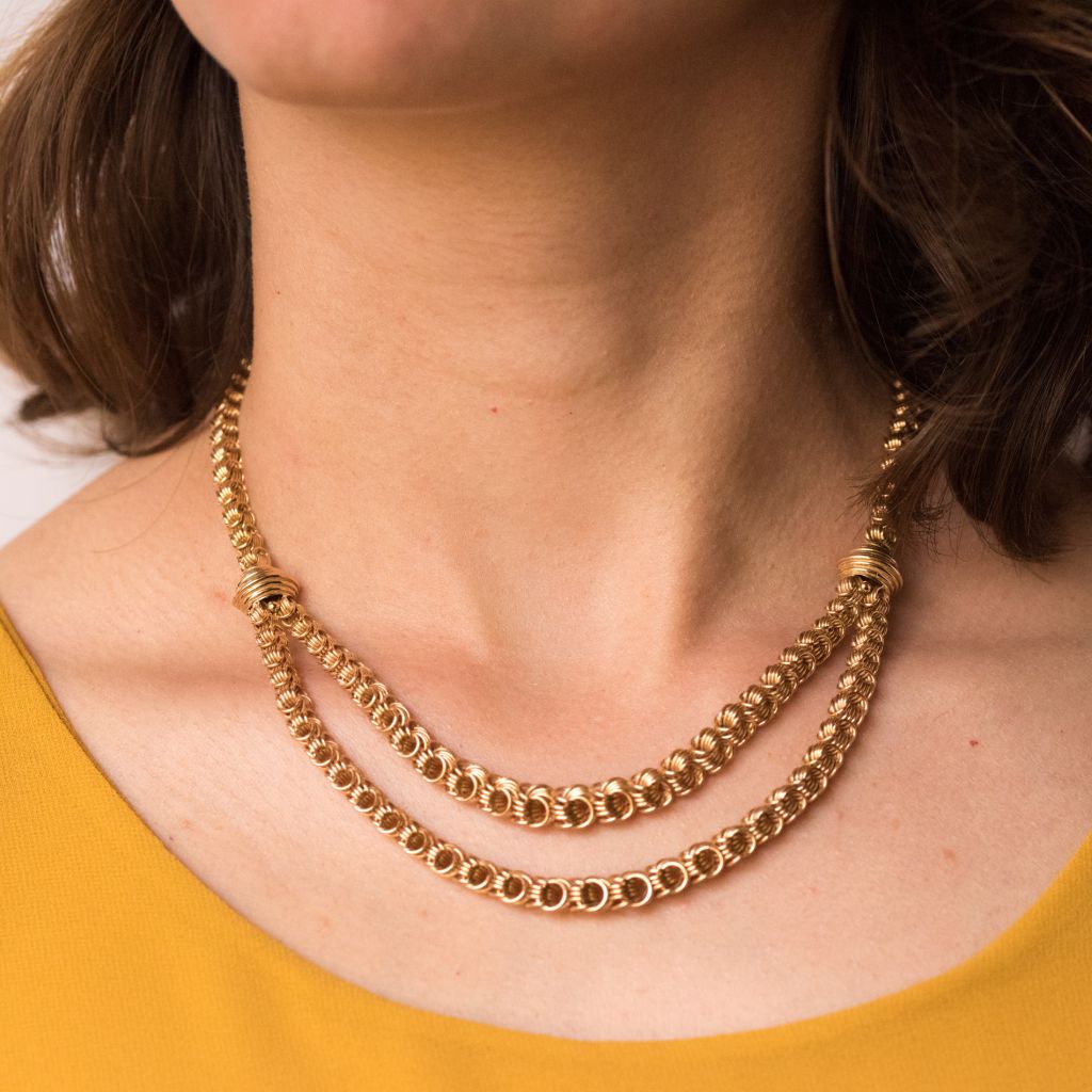 Collier ancien or draperie d'anneaux d'or - Castafiore