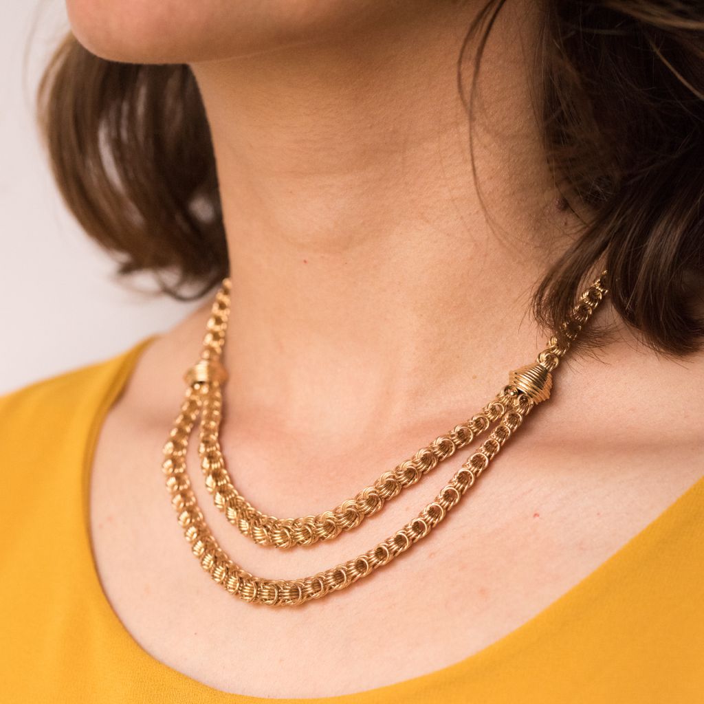 Collier ancien or draperie d'anneaux d'or - Castafiore