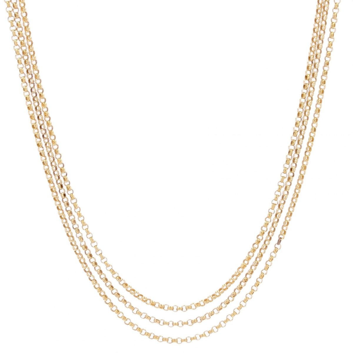 Collier ANCIEN Ras du cou 3 rangs en or jaune - Castafiore