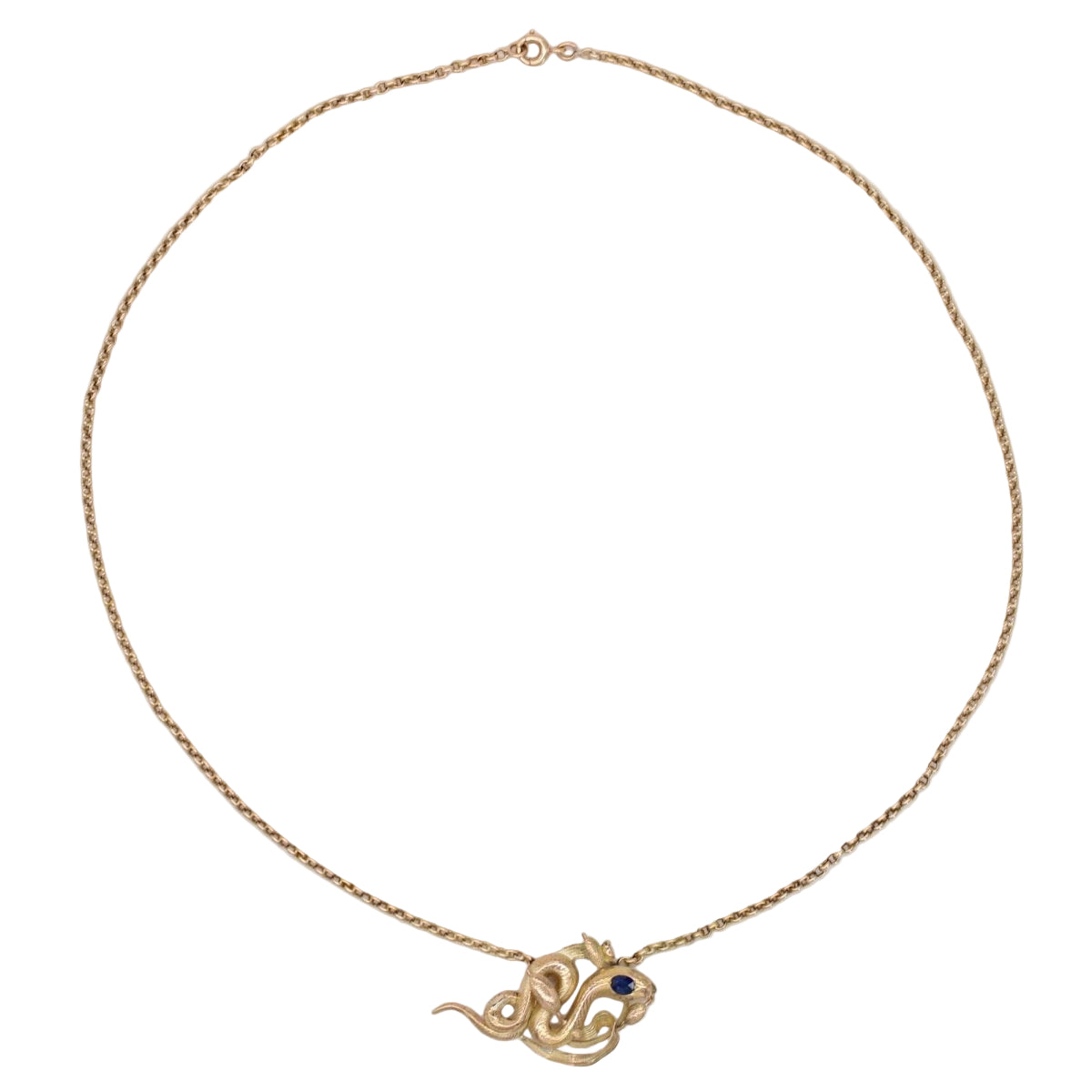 Collier ANCIEN Serpent en or jaune et saphir - Castafiore
