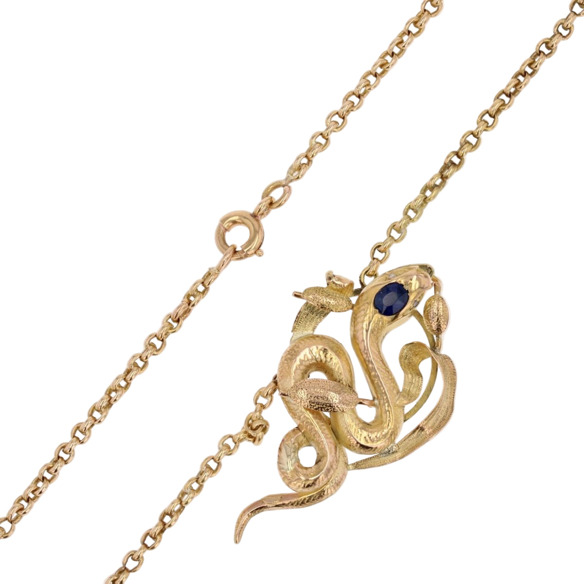 Collier ANCIEN Serpent en or jaune et saphir - Castafiore
