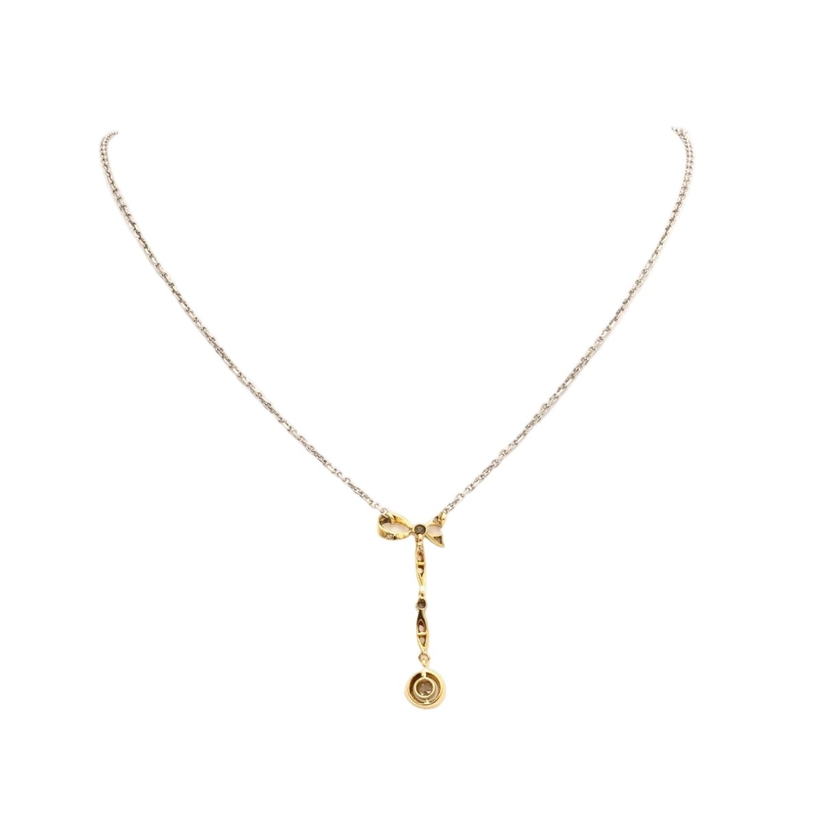 Collier Art Nouveau en or blanc, , or jaune, argent et diamants - Castafiore