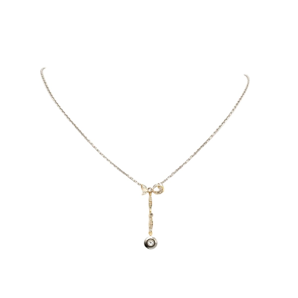 Collier Art Nouveau en or blanc, , or jaune, argent et diamants - Castafiore