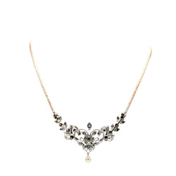 Collier Art Nouveau en or blanc, or jaune, perle et diamants - Castafiore