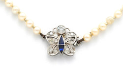 Collier Art Nouveau en or blanc, saphir et diamants - Castafiore