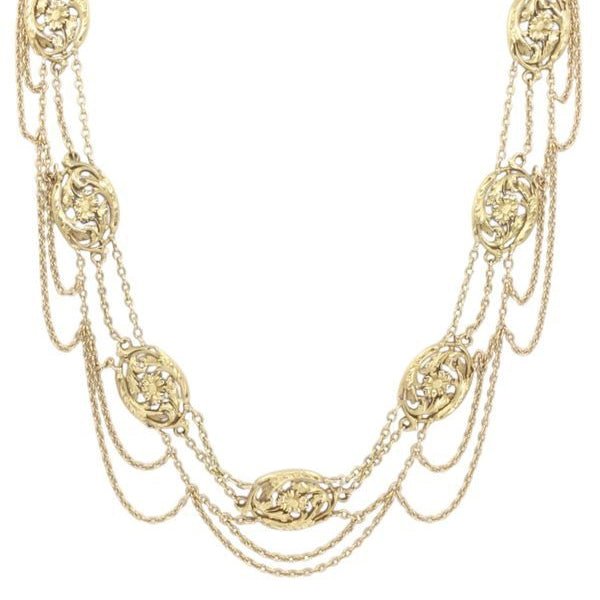Collier Art - Nouveau en or jaune - Castafiore