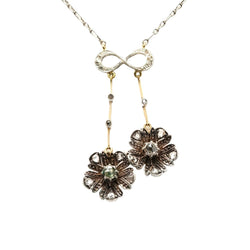 Collier Art Nouveau en or jaune, argent et diamants - Castafiore