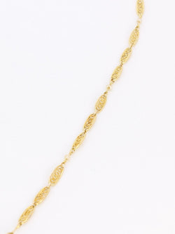 Collier Art Nouveau maille filigrane or jaune perles fines - Castafiore