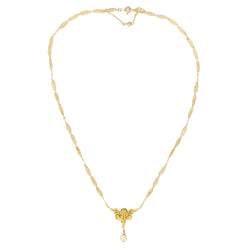 Collier Art Nouveau maille filigrane or jaune perles fines - Castafiore