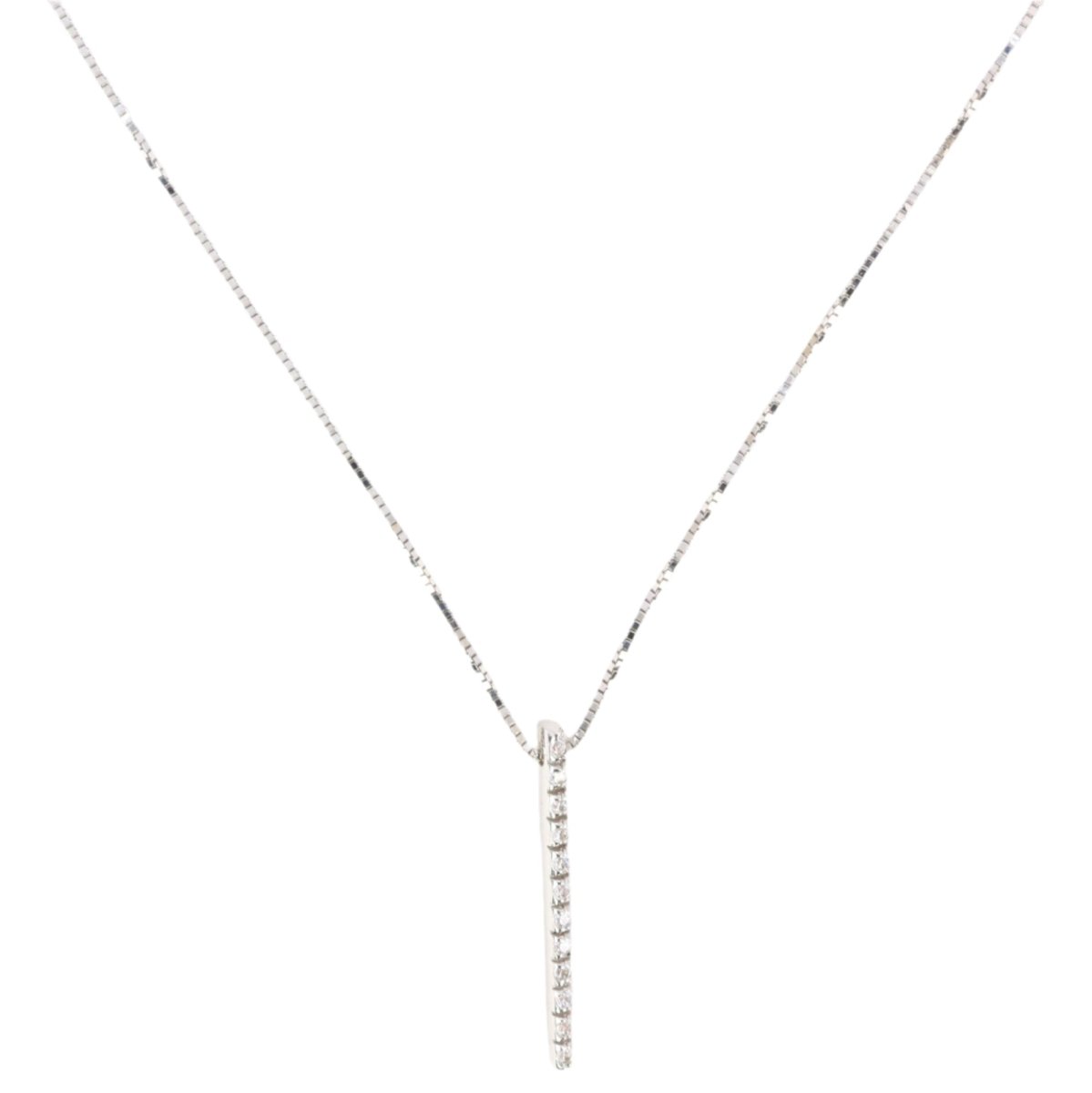 Collier Barette Verticale en or blanc et diamants - Castafiore