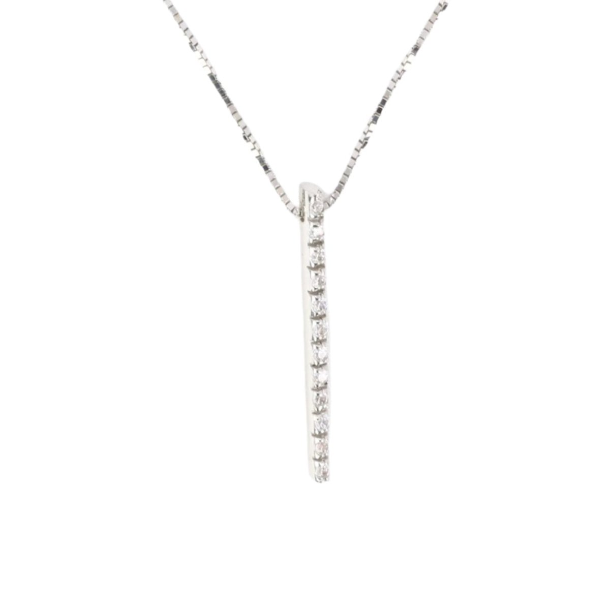 Collier Barette Verticale en or blanc et diamants - Castafiore