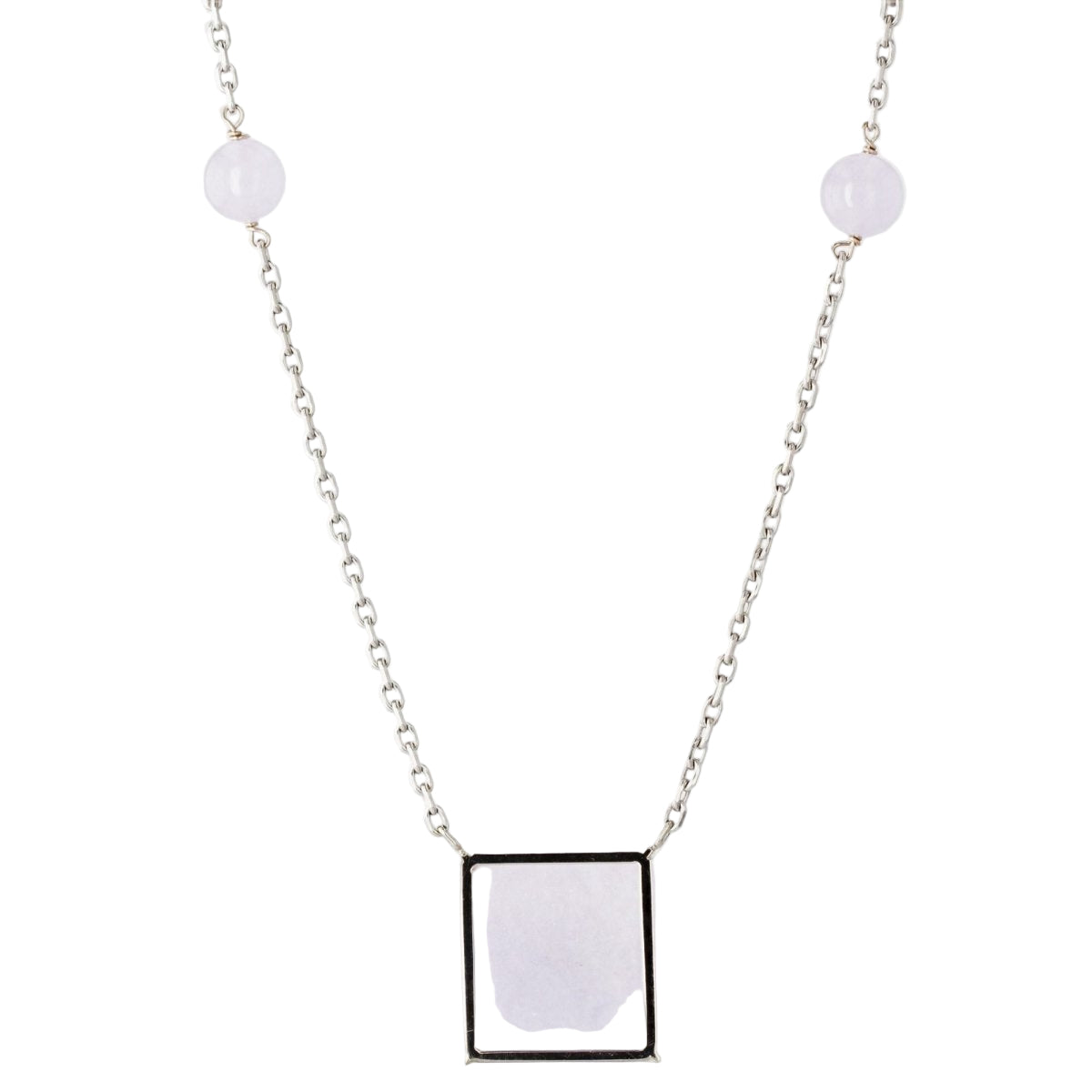 Collier BAUME Maille forçat en or blanc et jade jadéite - Castafiore