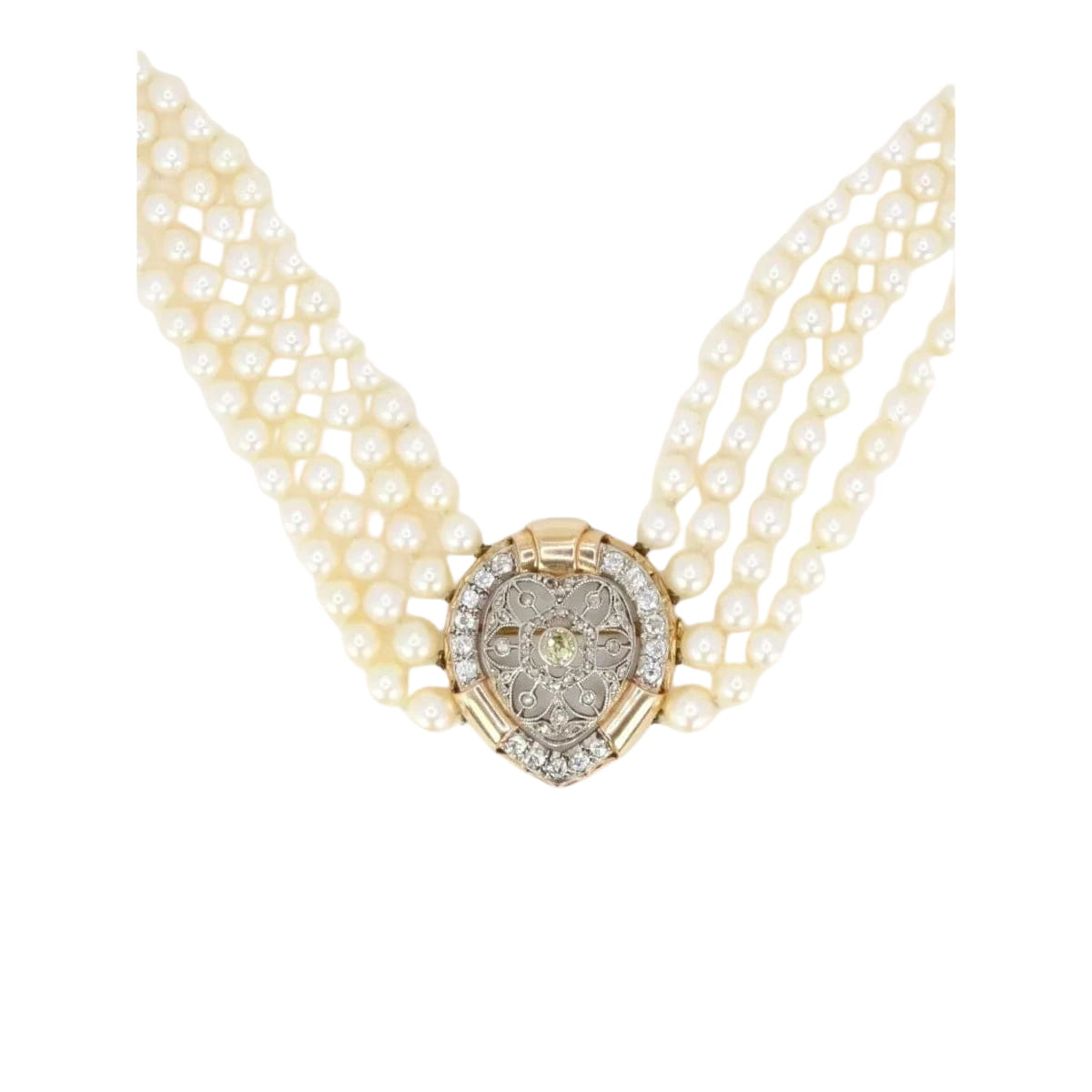 Collier Belle Epoque diamants perles de culture - Castafiore