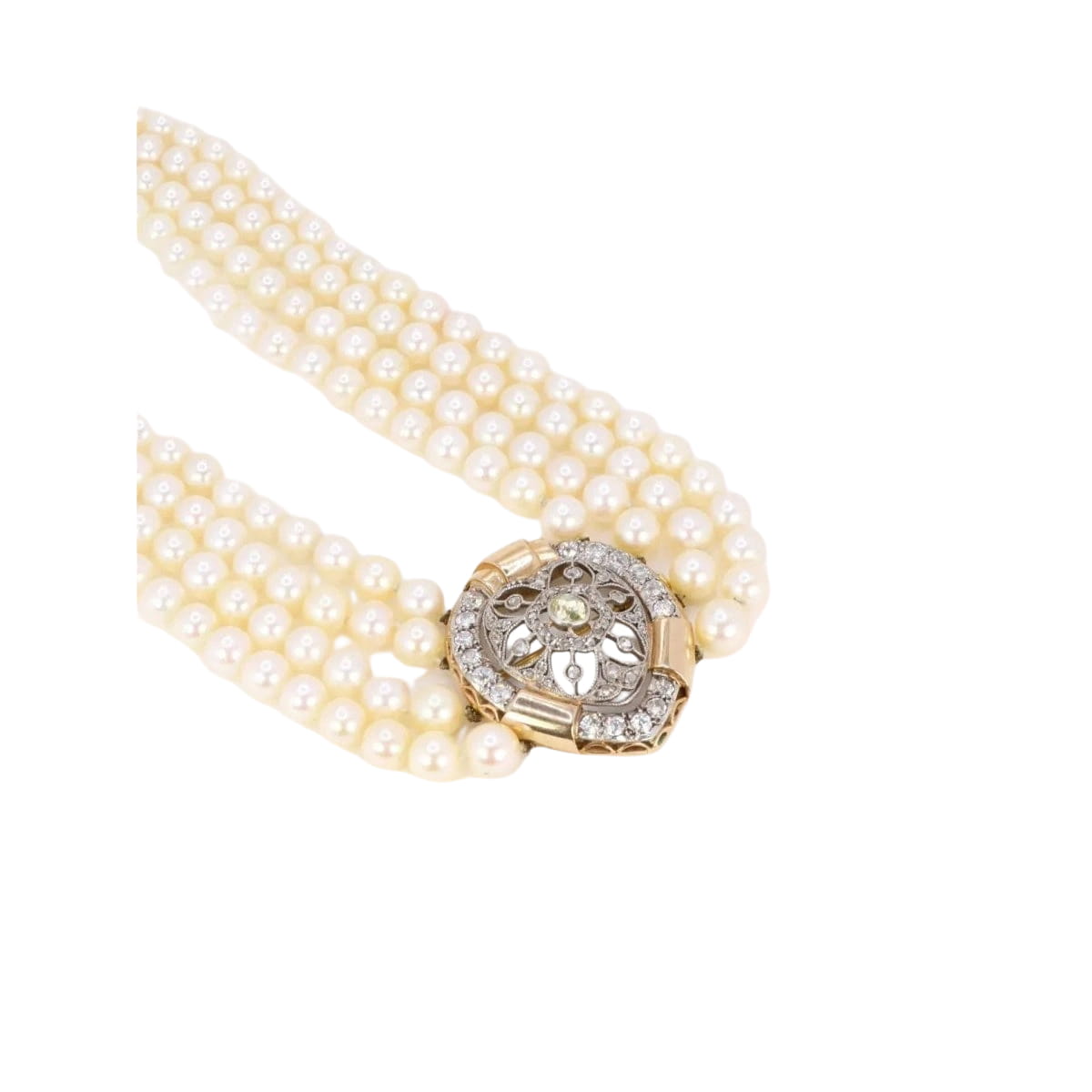 Collier Belle Epoque diamants perles de culture - Castafiore