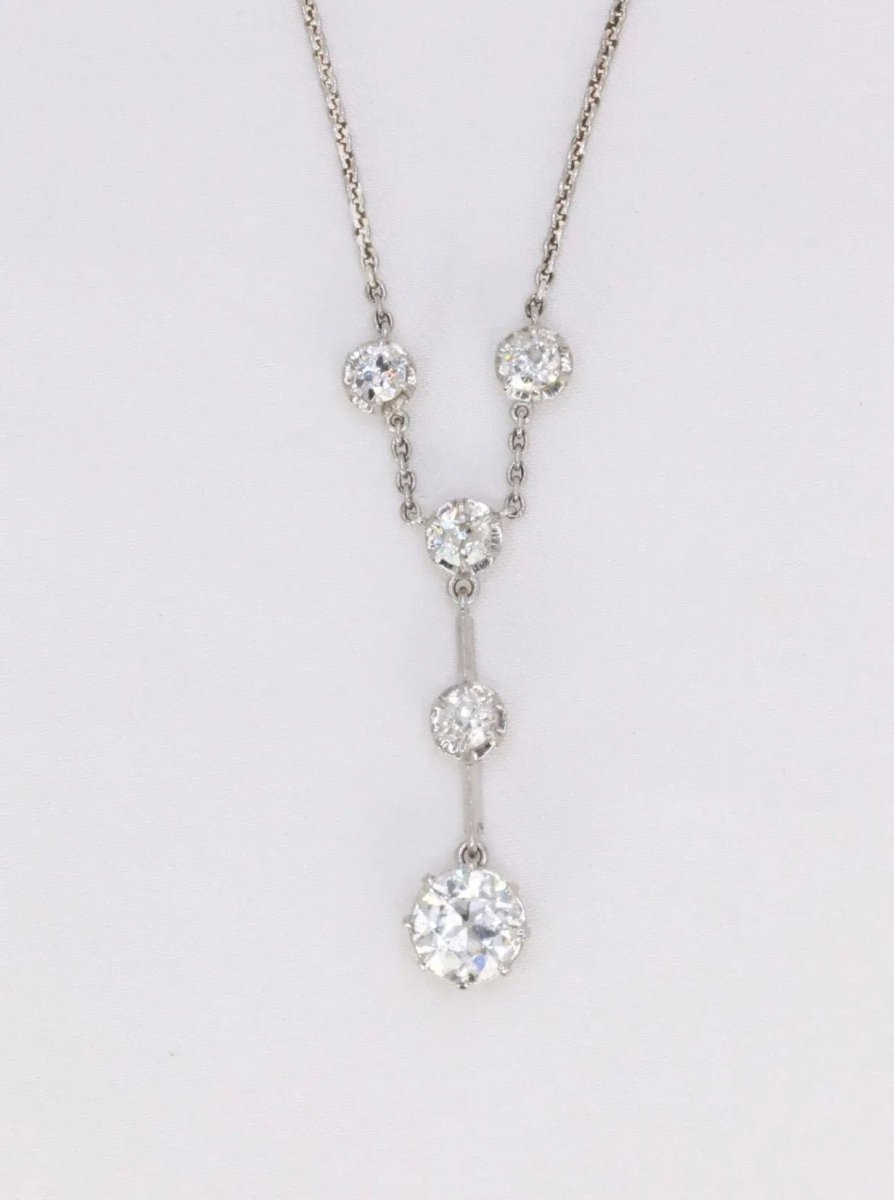 Collier Belle Epoque or diamants 1,35 carat - Castafiore