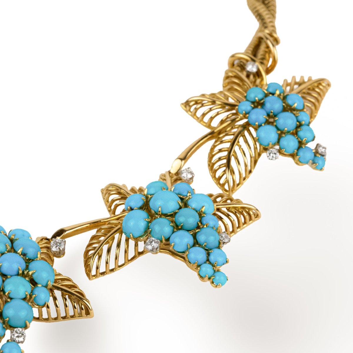 Collier BOUCHERON tubogas en or jaune et turquoises