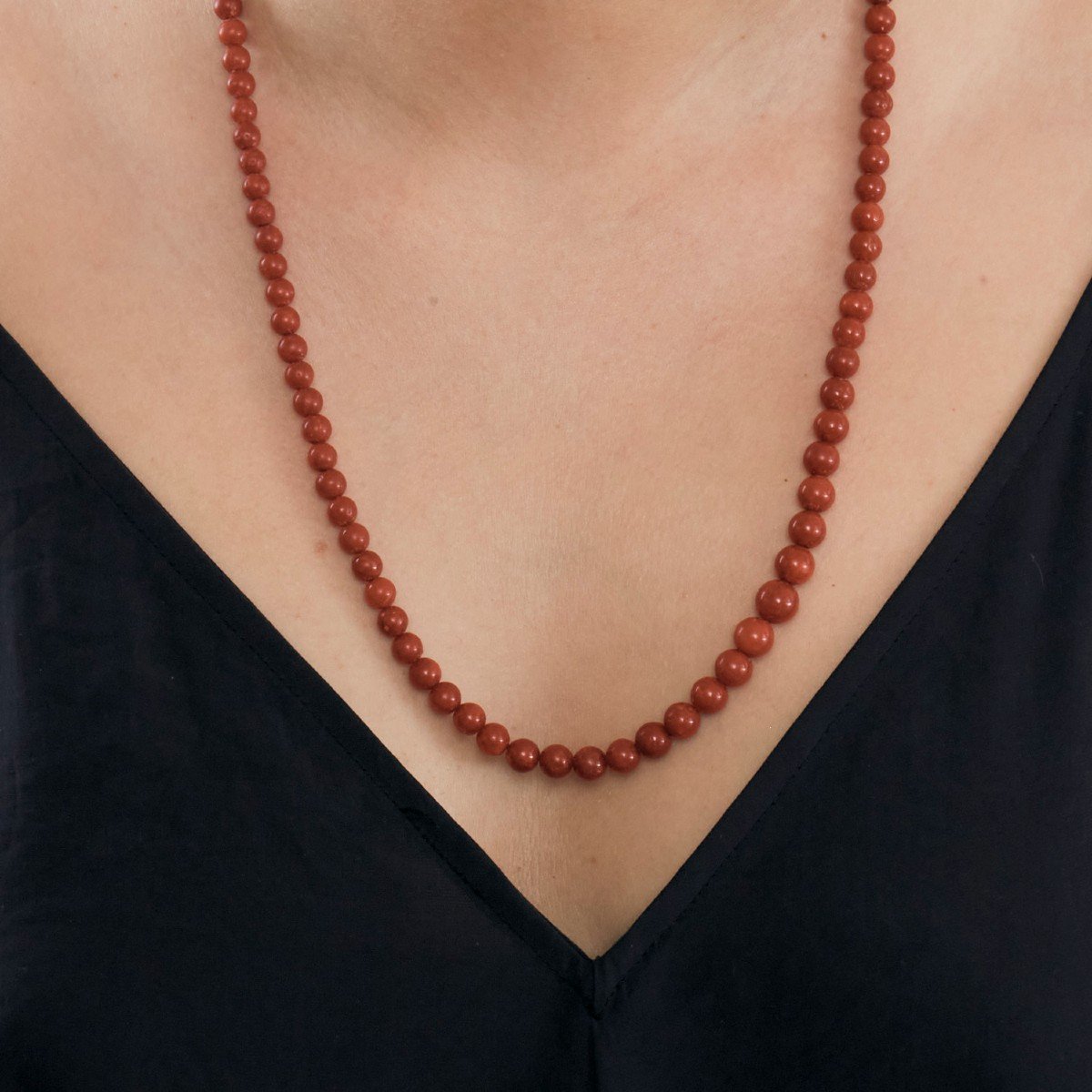 Collier Boules en corail rouge et or jaune - Castafiore
