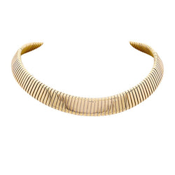 Collier BULGARI "Tubogas" en or jaune et acier - Castafiore