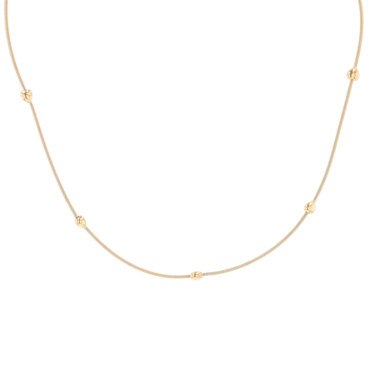 Necklace yellow gold cable and its little golden hearts