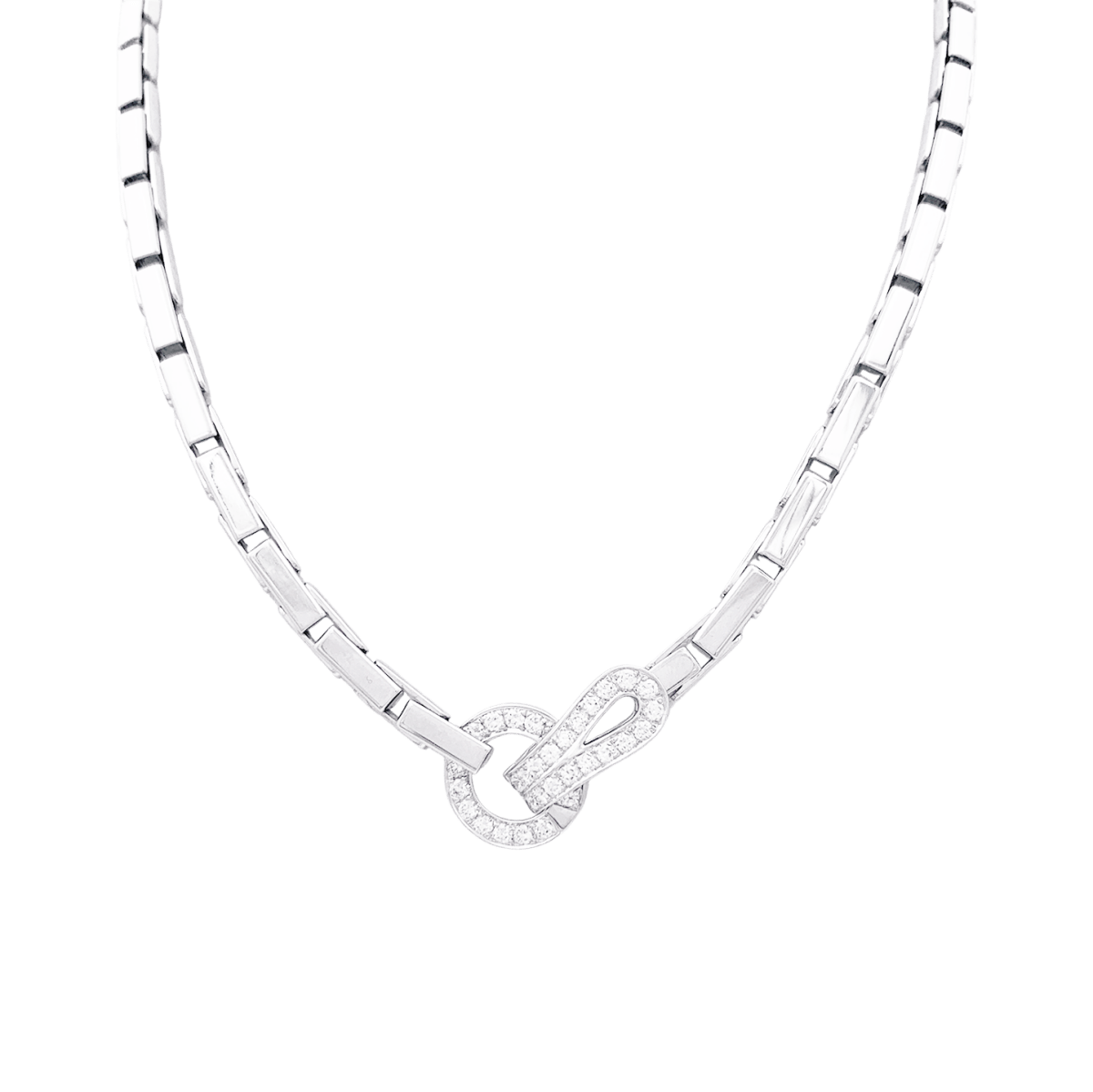 Collier Cartier "Agrafe" en or blanc et diamants. - Castafiore