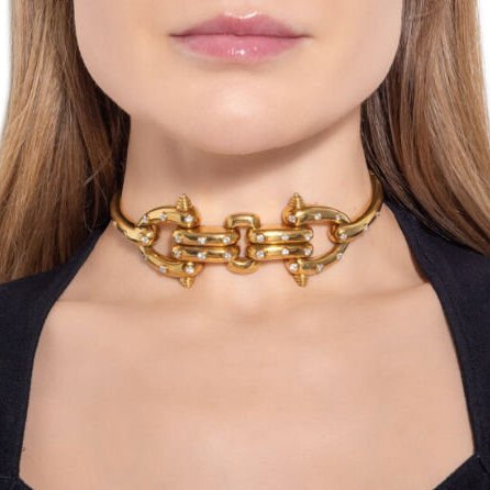 Collier CARTIER Aldo Cipullo en or jaune et diamants - Castafiore