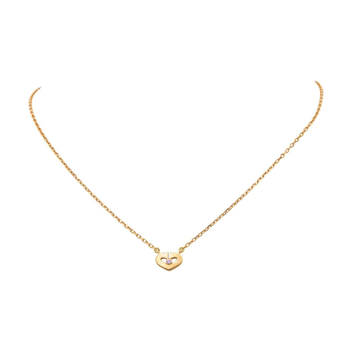 Collier CARTIER Coeur maille forçat en or jaune saphir - Castafiore