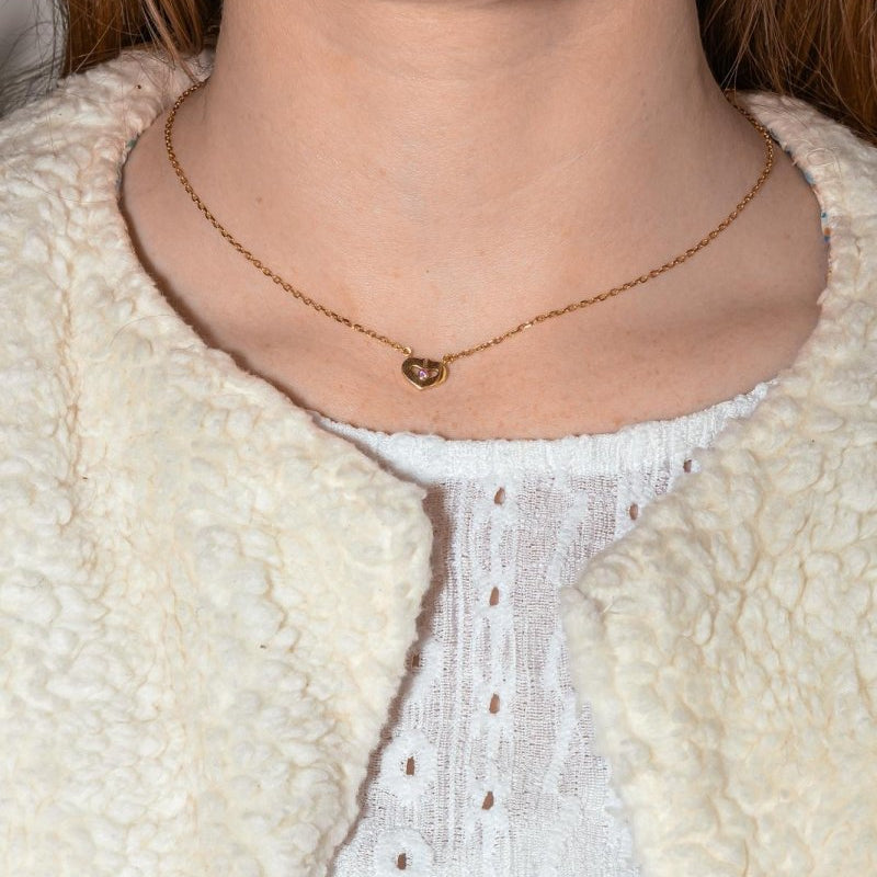 Collier CARTIER Coeur maille forçat en or jaune saphir - Castafiore