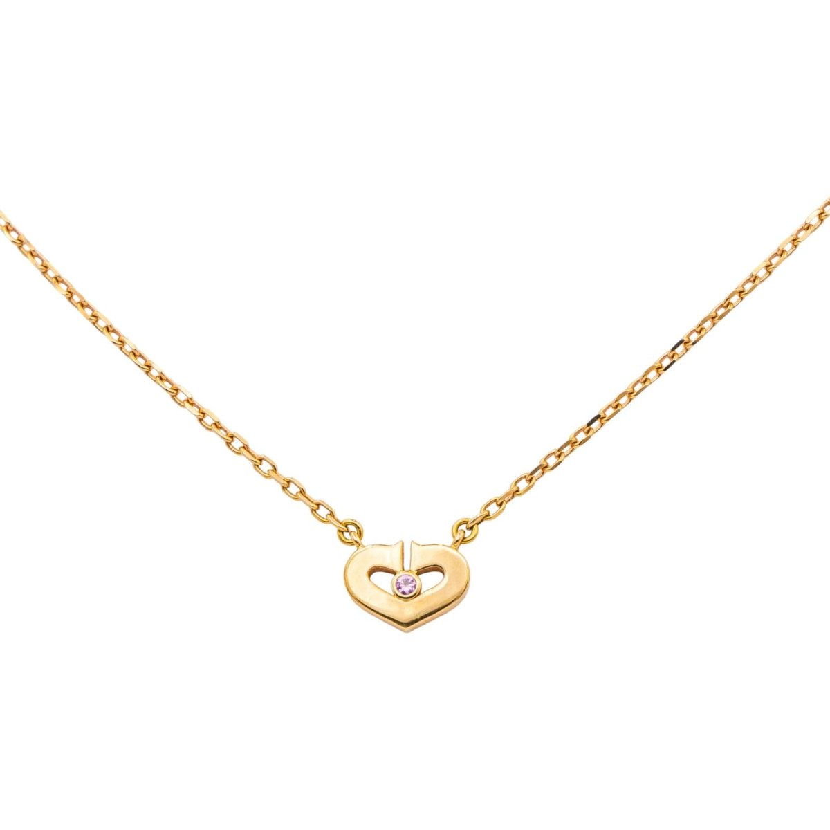 Collier CARTIER Coeur maille forçat en or jaune saphir - Castafiore