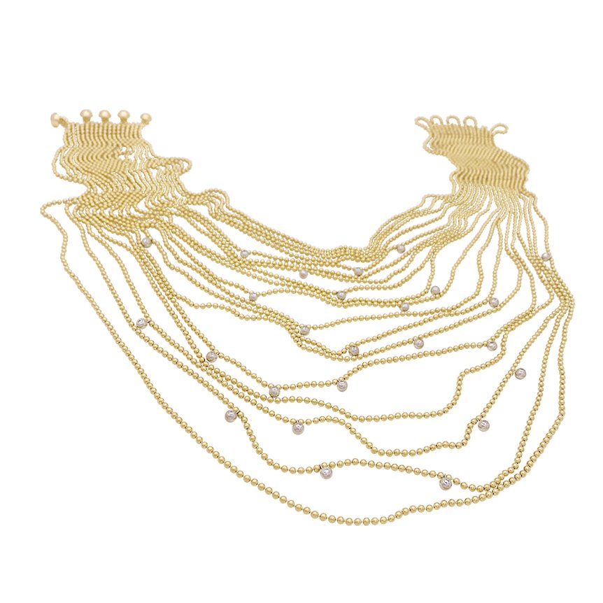 Collier CARTIER "Draperie de Décolleté" en or jaune, or blanc, perles et diamants - Castafiore