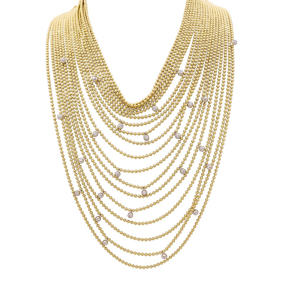 Collier CARTIER "Draperie de Décolleté" en or jaune, or blanc, perles et diamants - Castafiore