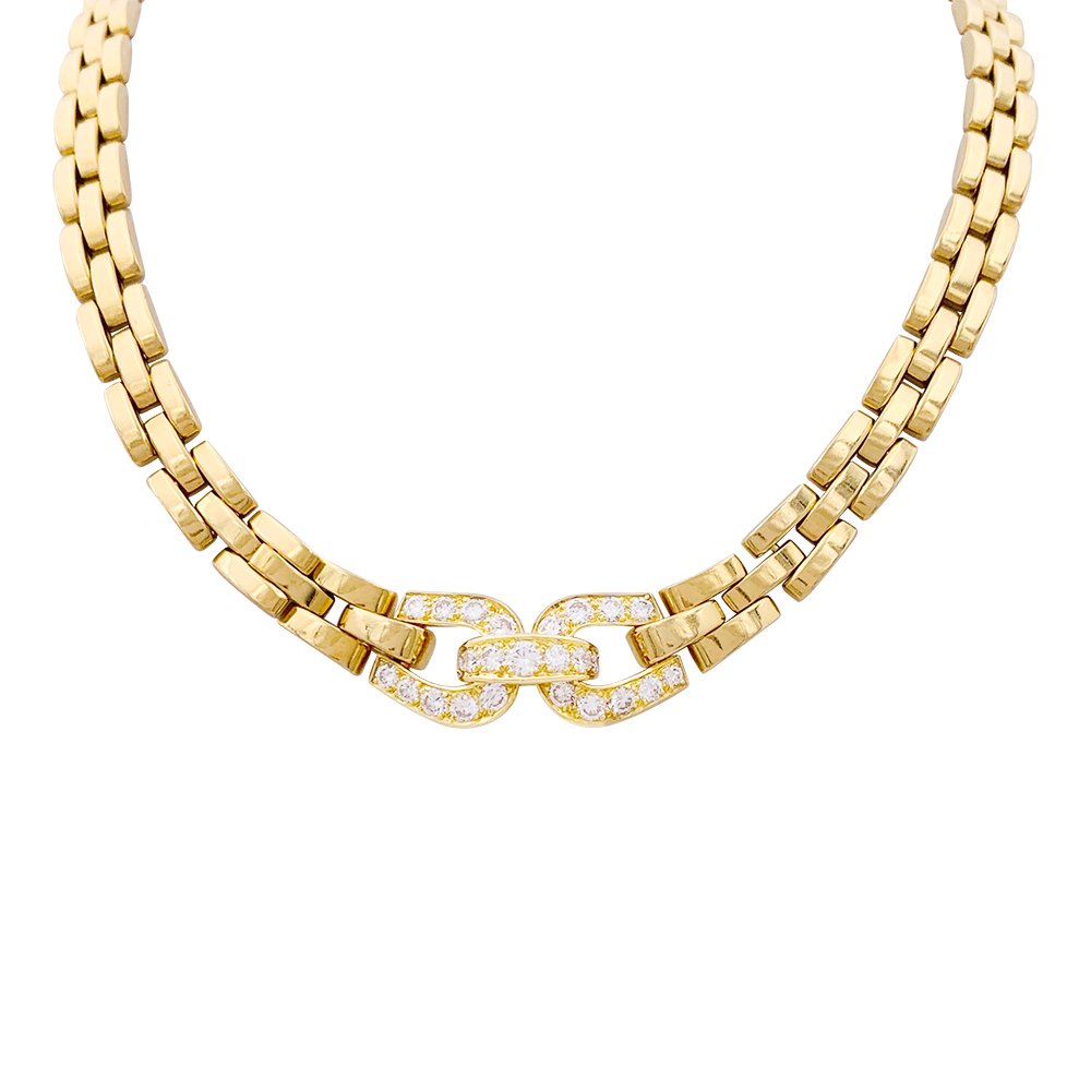 Collier CARTIER "Etrier" en or jaune et diamants - Castafiore