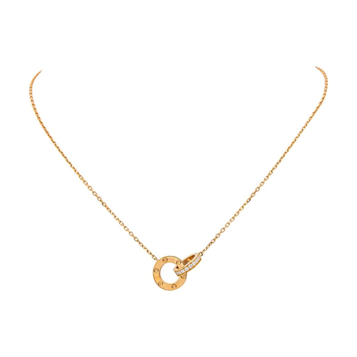 Collier CARTIER Love pavé maille forçat en or rose et diamant - Castafiore
