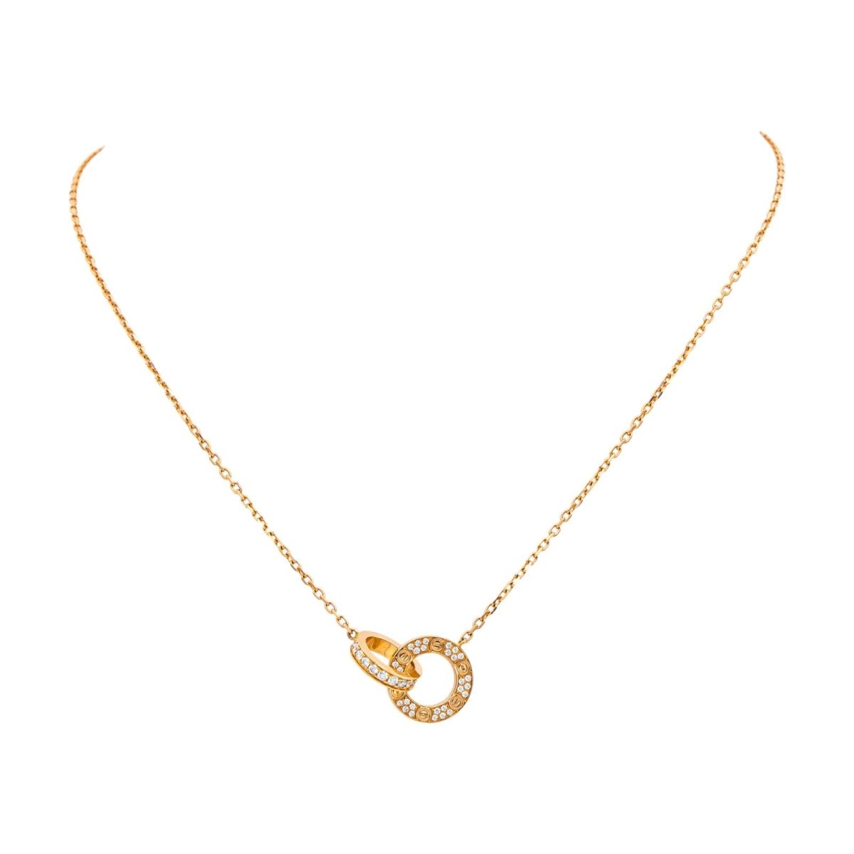 Collier CARTIER Love pavé maille forçat en or rose et diamant - Castafiore