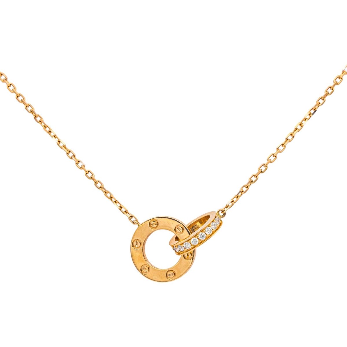 Collier CARTIER Love pavé maille forçat en or rose et diamant - Castafiore