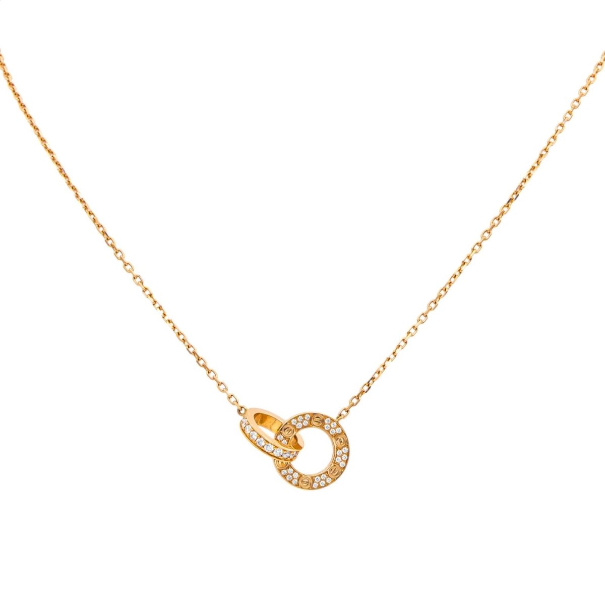 Collier CARTIER Love pavé maille forçat en or rose et diamant - Castafiore