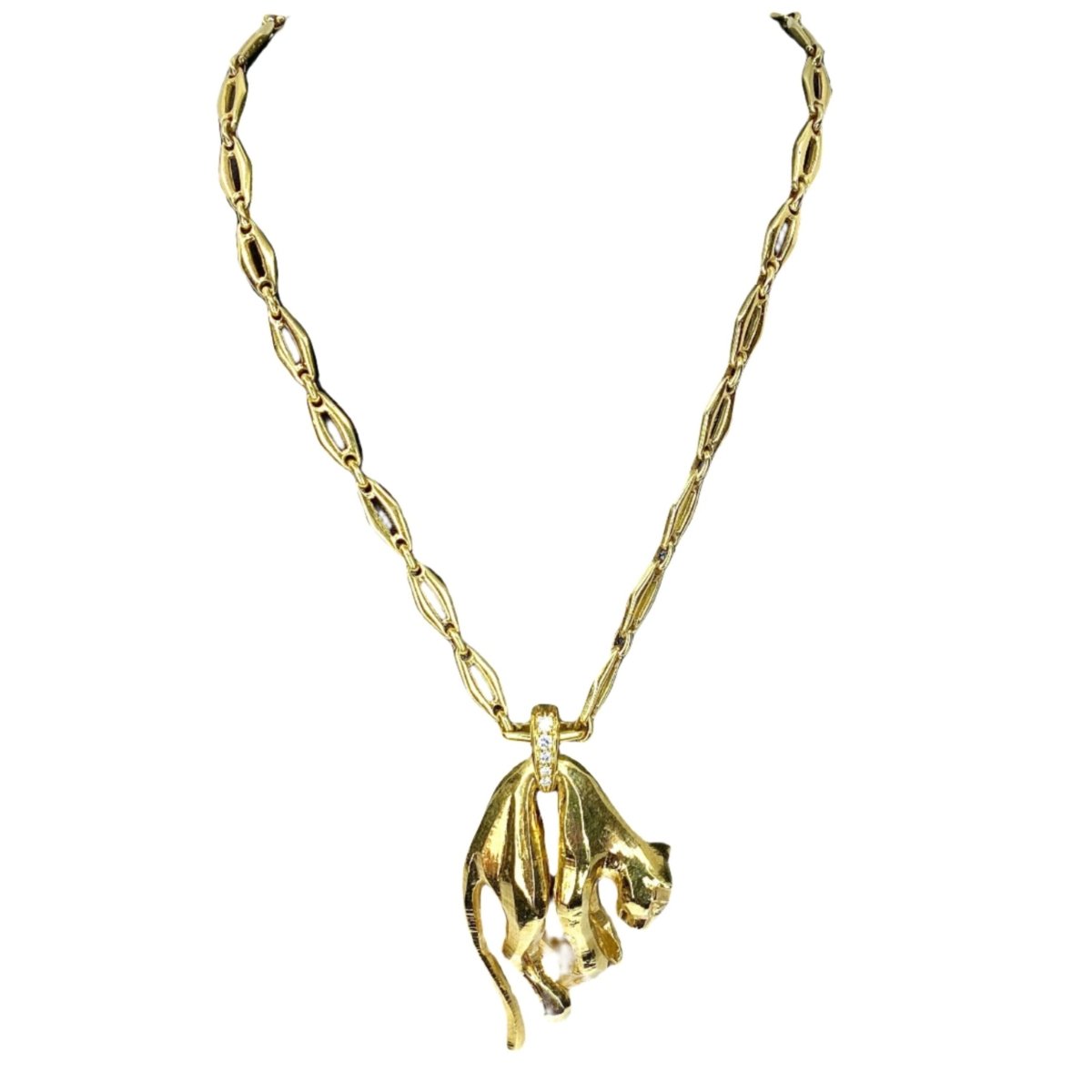 Collier CARTIER «Panthère Molle» en or jaune et diamants - Castafiore