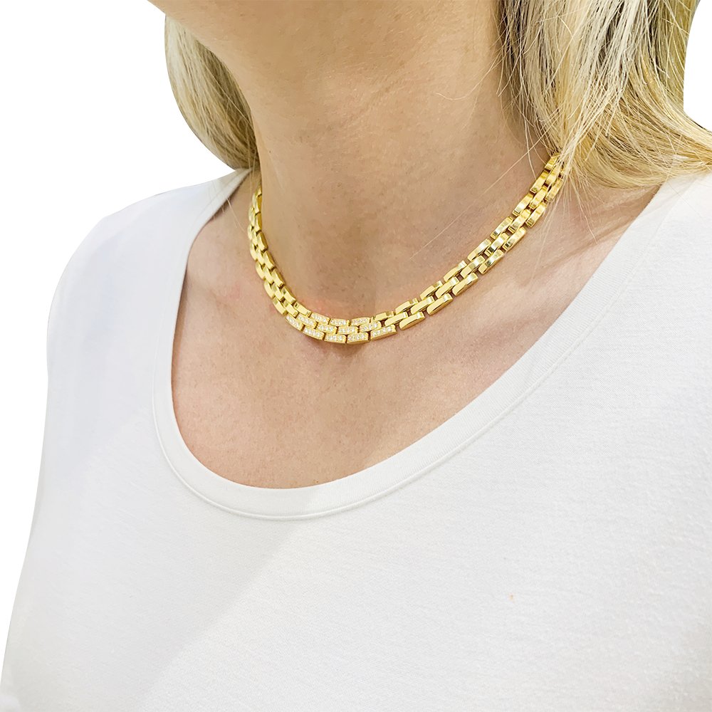 Collier CARTIER "Tyrana" en or jaune et diamants - Castafiore