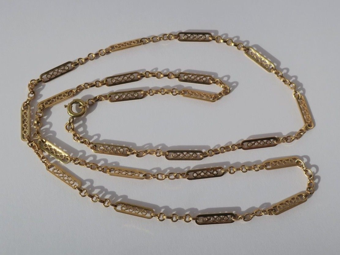 Collier Chaîne ancienne Filigranes or rose - Castafiore